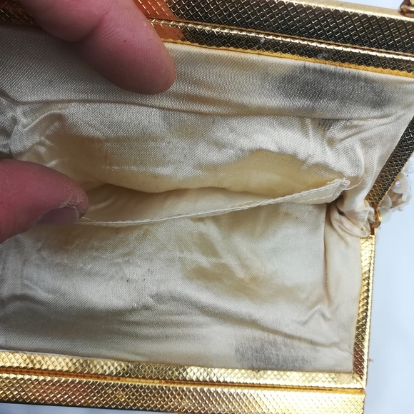 Handmade bead and sequined white vintage clutch pu - Picture 4 of 8